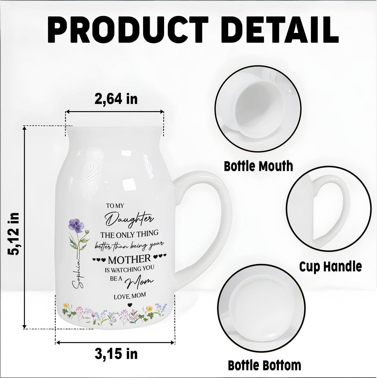 To My Daughter Watching You Be A Mom Birth Month Flower - Personalized Ceramic Flower Vase