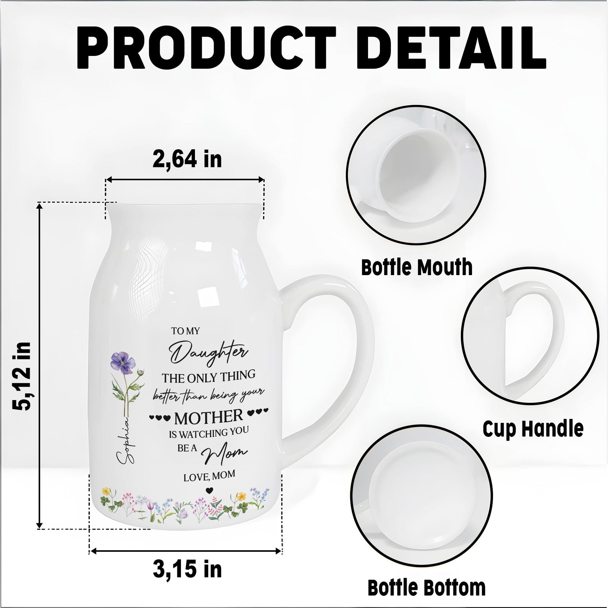 To My Daughter Watching You Be A Mom Birth Month Flower - Personalized Ceramic Flower Vase