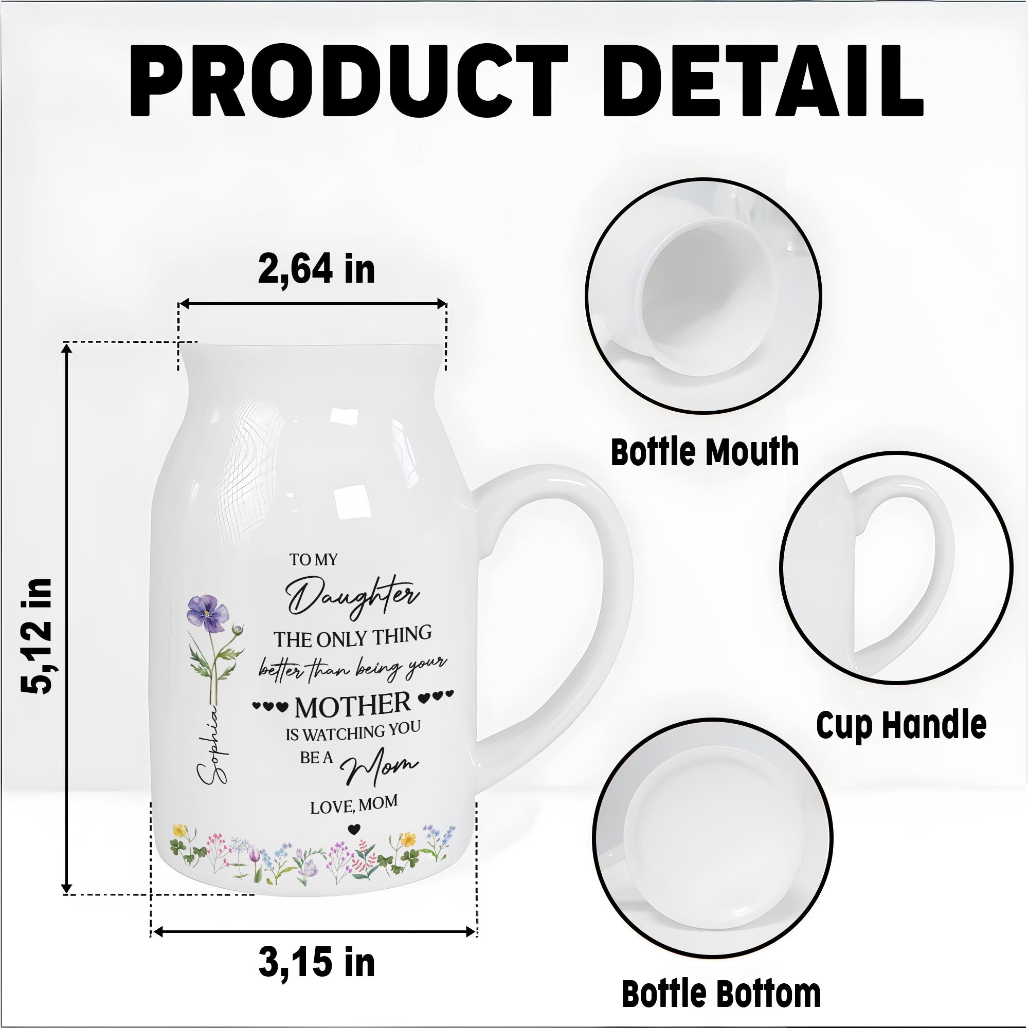 To My Daughter Watching You Be A Mom Birth Month Flower - Personalized Ceramic Flower Vase
