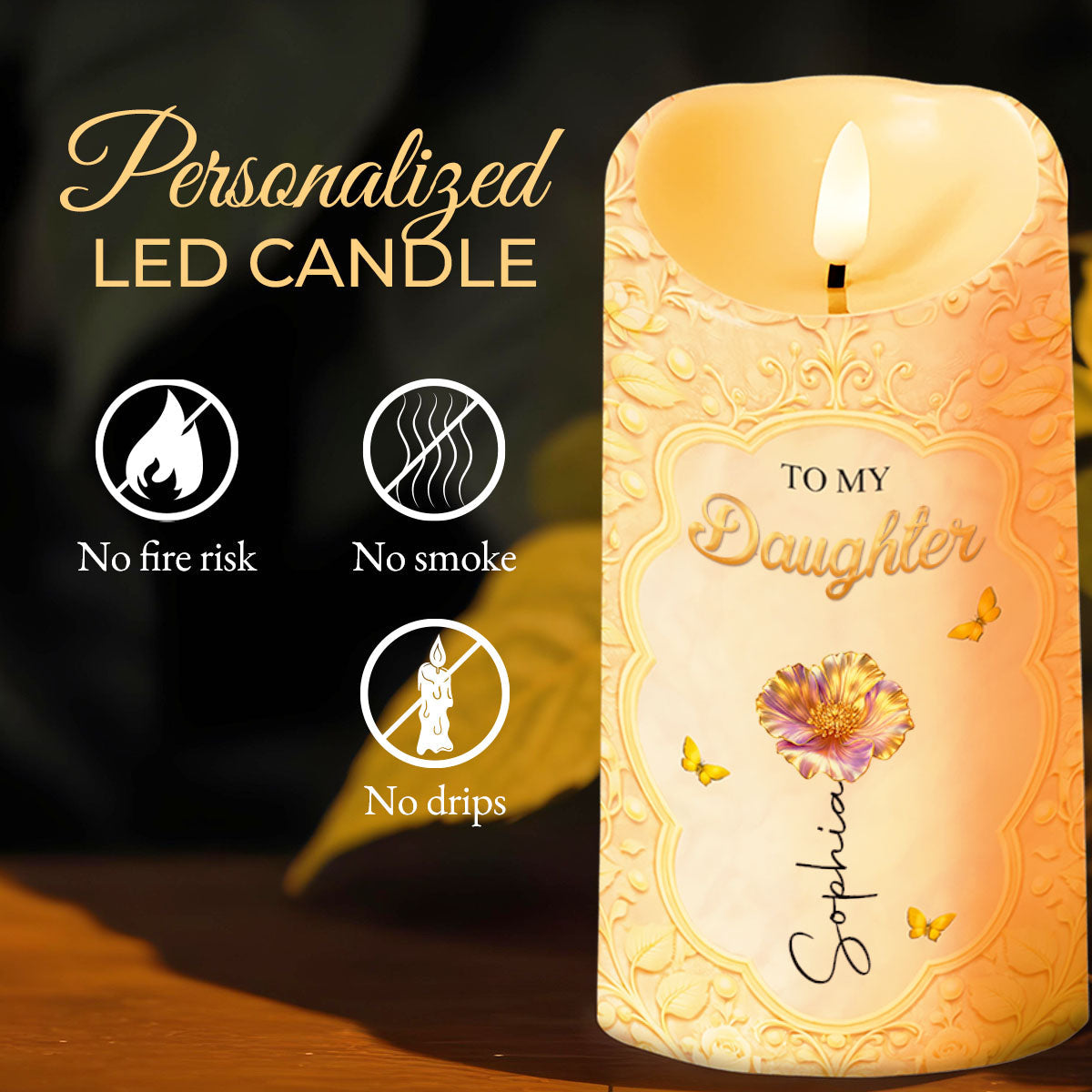To My Daughter Better Than Being Your Mother Birth Month Flower - Personalized Custom LED Candle - DAU436_LECA