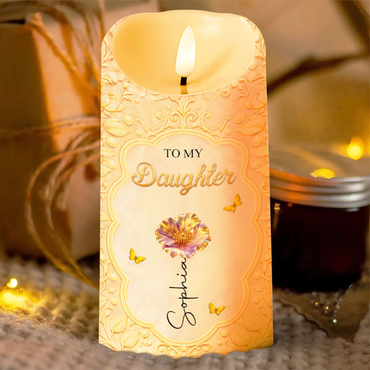 To My Daughter Better Than Being Your Mother Birth Month Flower - Personalized Custom LED Candle - DAU436_LECA