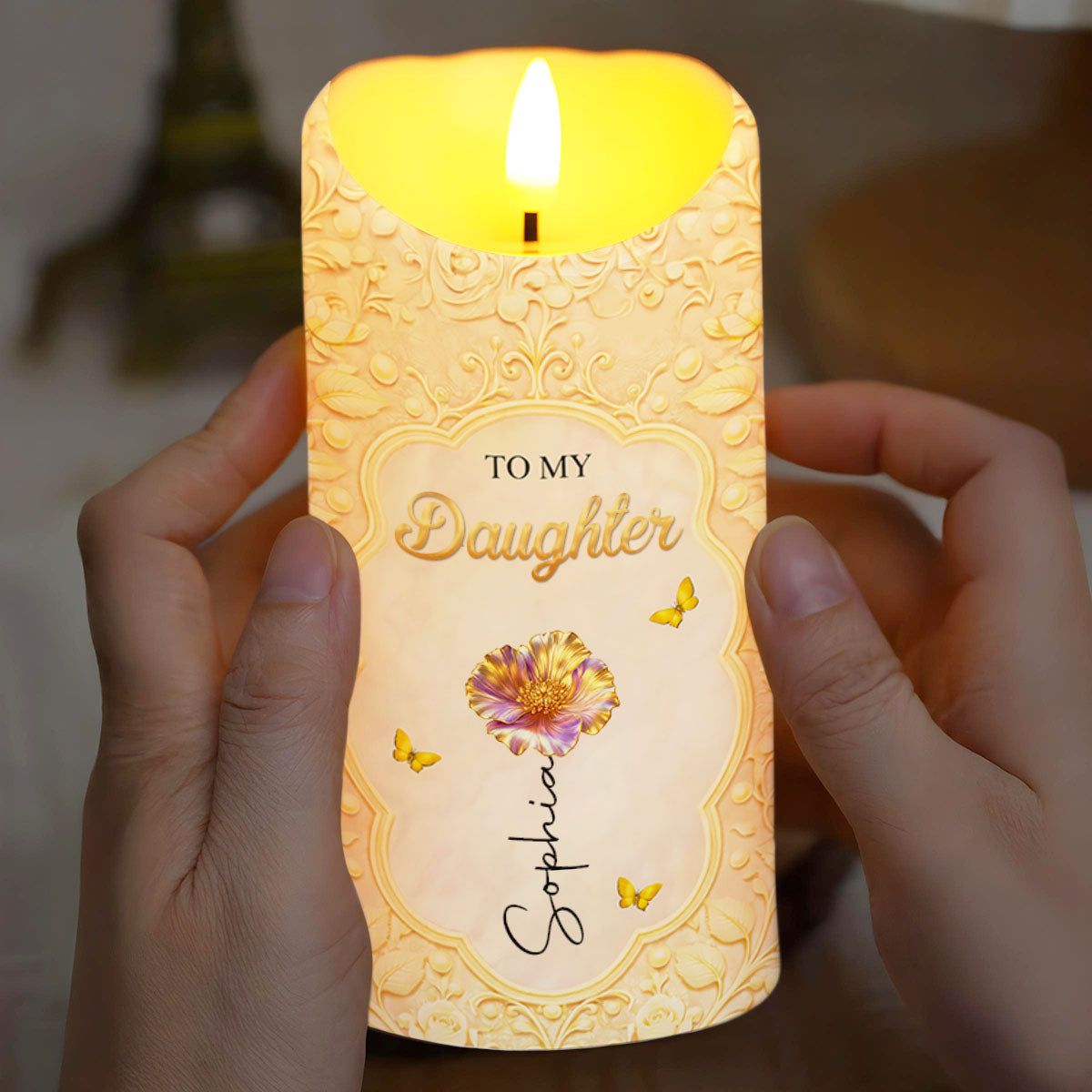 To My Daughter Better Than Being Your Mother Birth Month Flower - Personalized Custom LED Candle - DAU436_LECA