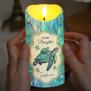 To My Daughter On Your Wedding Day Sea Turtle Family Mosaic - Personalized Custom LED Candle - DAU451_LECA