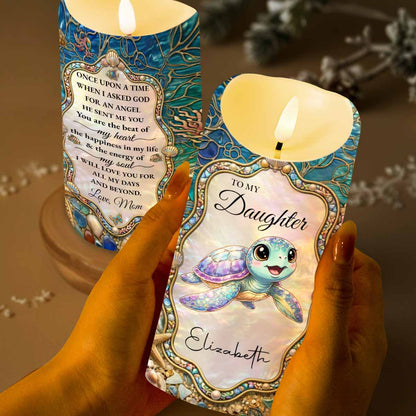 To My Daughter Once Upon A Time Sea Turtle Shells - Personalized Custom LED Candle - DAU460_LECA