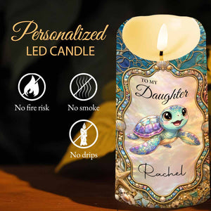 To My Daughter Once Upon A Time Sea Turtle Shells - Personalized Custom LED Candle - DAU460_LECA