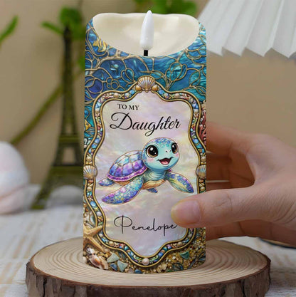 To My Daughter Once Upon A Time Sea Turtle Shells - Personalized Custom LED Candle - DAU460_LECA