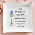 To My Daughter On Your Wedding Day With Birth Month Flower - Personalized Custom Jewelry Dish, Square Ceramic Dish - DAU476_SCRD