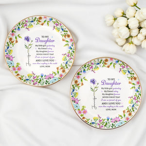 To My Daughter My Little Girl Yesterday Floral Birth Flowers - Personalized Custom Jewelry Dish, Ceramic Dish, Round Shape - DAU505_RCRF