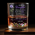 To My Daughter My Little Girl Flower And Butterflies - Personalized Custom Whiskey Glass - DAU505_RWG
