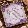 To My Daughter My Little Girl Flower And Butterfly Jewelry Tray - Personalized Custom Jewelry Dish, Ceramic Dish, Square Shape - DAU514_SCRF