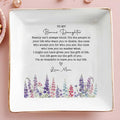 To My Bonus Daughter Family Isn't Always Blood Floral Heart Dish - Personalized Custom Jewelry Dish, Square Ceramic Dish - DAU551_SCRD