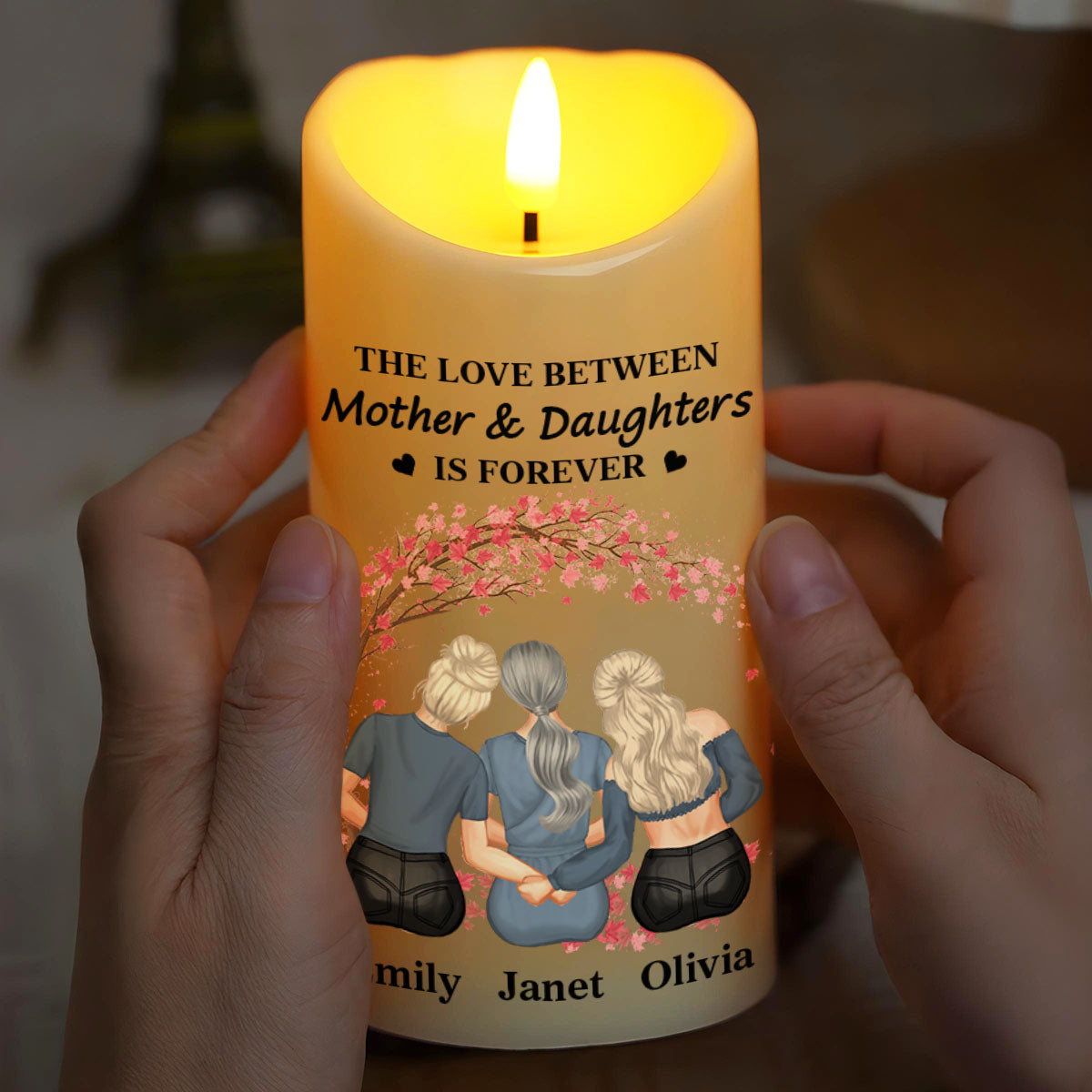 The Love Between Mother And Daughters Is Forever Flower Tree - Personalized Custom LED Candle - DAU563_LECA
