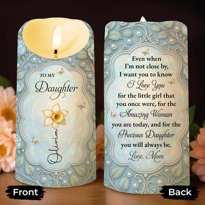 To My Daughter I Love You Flower And Butterfly Frame - Personalized Custom LED Candle - DAU565_LECA