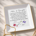 Mother & Daughter A Special Bond Infinity Birth Flowers Jewelry Dish - Personalized Custom Jewelry Dish, Square Ceramic Dish - DAU584_SCRD