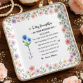 To My Daughter On Your Wedding Day Floral Birth Month Flowers - Personalized Custom Jewelry Dish, Ceramic Dish, Square Shape - DAU590_SCRF