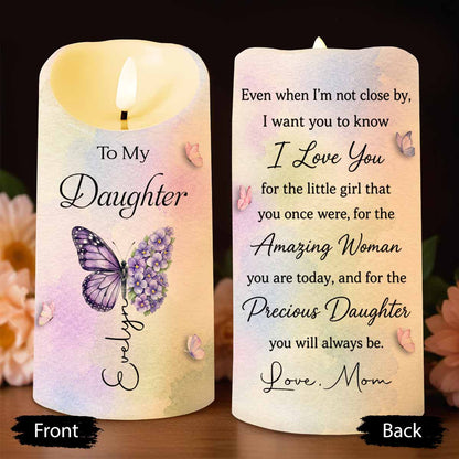 To My Daughter I Love You Amazing Woman Birth Month Flowers - Personalized Custom LED Candle - DAU595_LECA