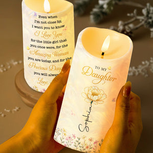 To My Daughter I Love You Birth Month Flower And Butterflies - Personalized Custom LED Candle - DAU612_LECA