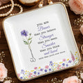 You Are Braver Stronger Smarter Custom Birth Month Watercolor Flowers - Personalized Custom Jewelry Dish, Ceramic Dish, Square Shape - DAU619_SCRF
