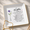 To My Daughter You Are Gods Gift Flower And Butterflies - Personalized Custom Jewelry Dish, Square Ceramic Dish - DAU620_SCRD