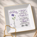 To My Daughter My Little Girl Birth Month Flower - Personalized Custom Jewelry Dish, Square Ceramic Dish - DAU627_SCRD