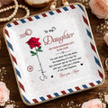 To My Daughter On Your Wedding Day Rose Envelope Design - Personalized Custom Jewelry Dish, Ceramic Dish, Square Shape - DAU634_SCRF