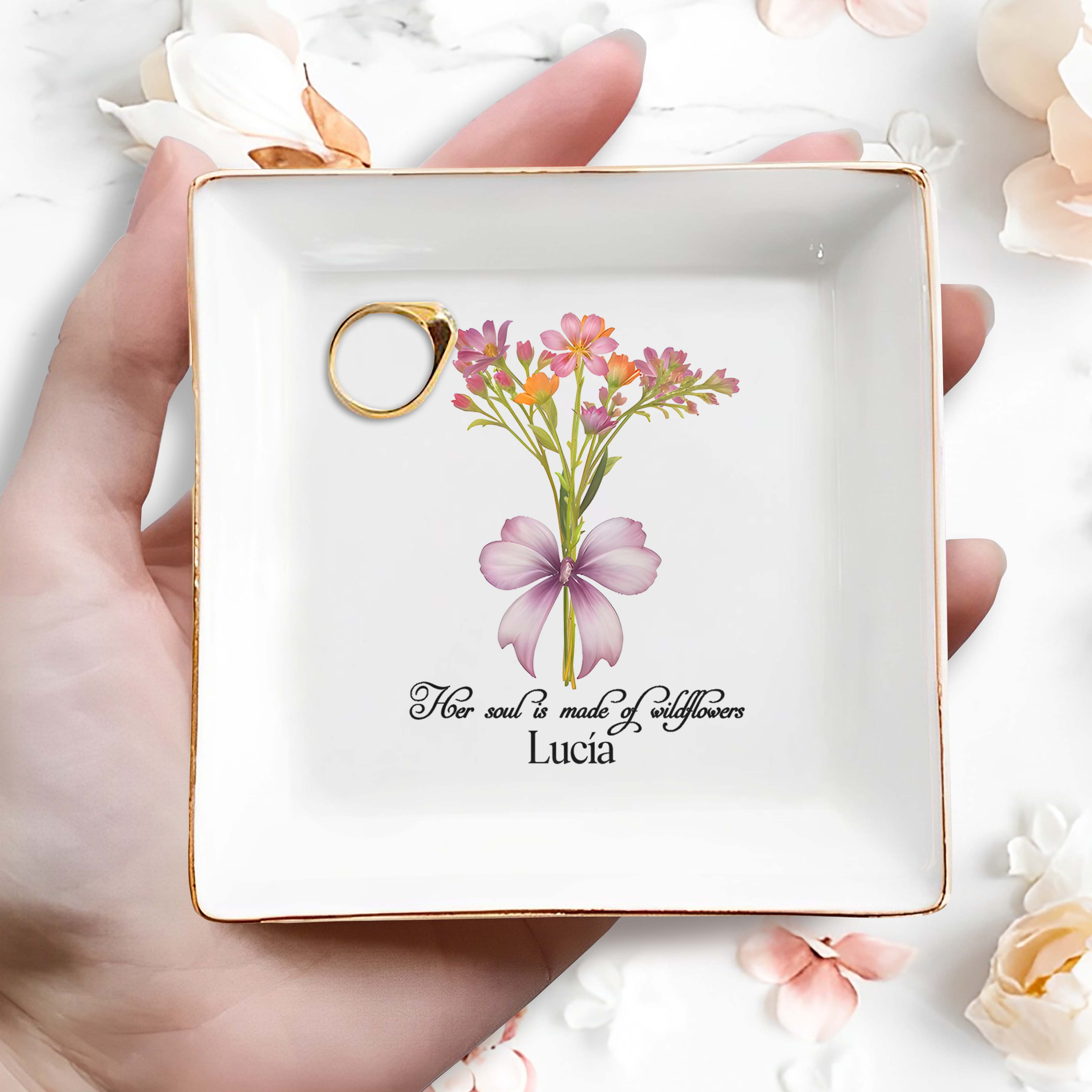 Wildflowers - Personalized Custom Jewelry Dish - DG008_SCRD