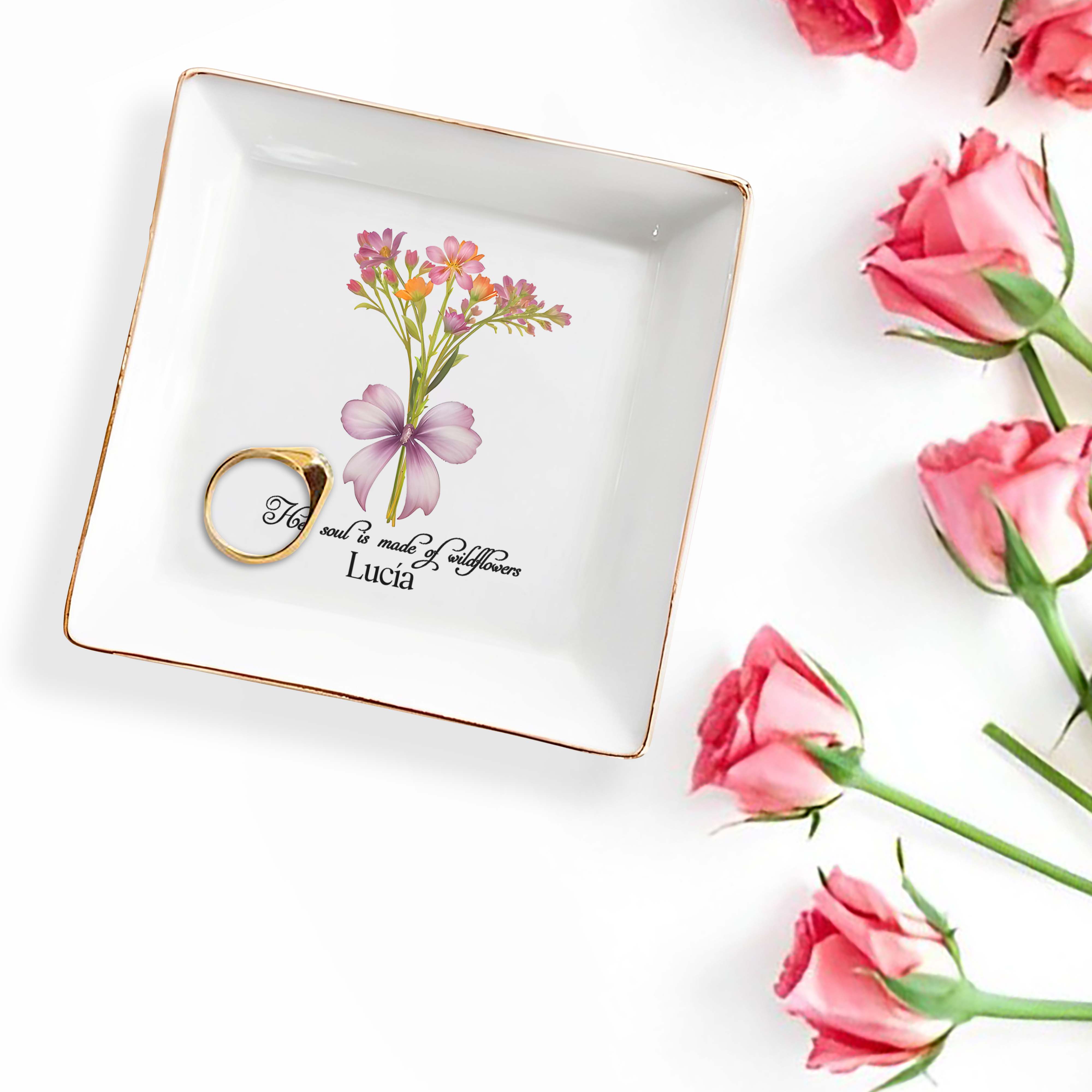 Wildflowers - Personalized Custom Jewelry Dish - DG008_SCRD