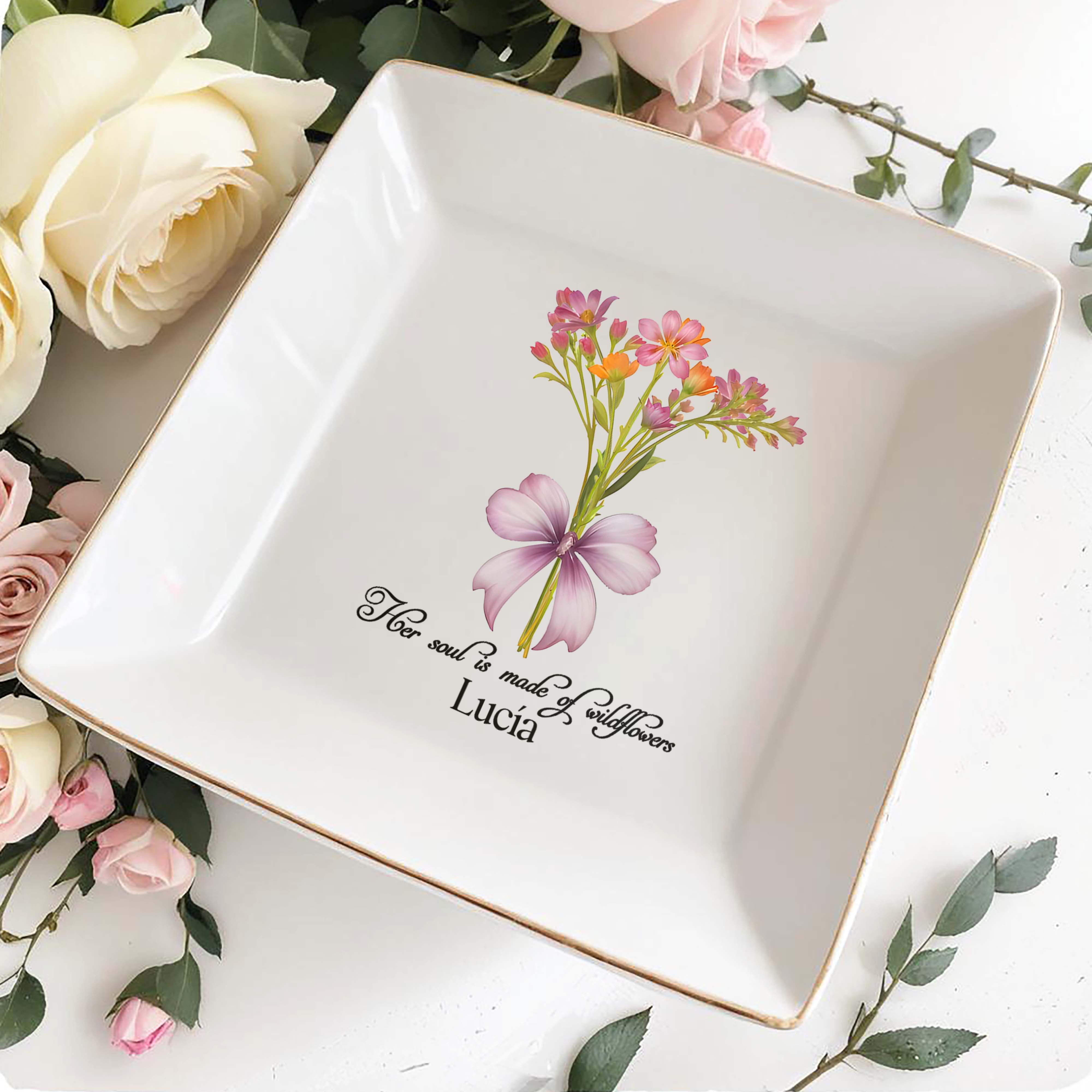 Wildflowers - Personalized Custom Jewelry Dish - DG008_SCRD