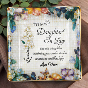 Watching You Be A Mom - Personalized Custom Jewelry Dish, Ceramic Dish, Square Shape - DILA001_SCRF