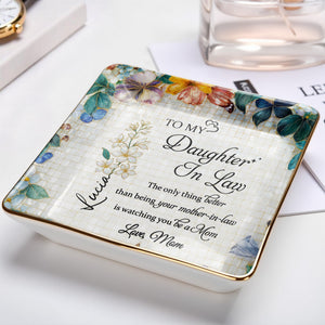 Watching You Be A Mom - Personalized Custom Jewelry Dish, Ceramic Dish, Square Shape - DILA001_SCRF