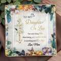 Flowers And Butterflies Jewelry Dish Message to My Daughter-In-Law - Personalized Custom Jewelry Dish, Ceramic Dish, Square Shape - DILA002_SCRF