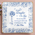 To My Daughter In Law, Flowers Ceramic Dish - Personalized Custom Jewelry Dish, Ceramic Dish, Square Shape - DILA004_SCRF