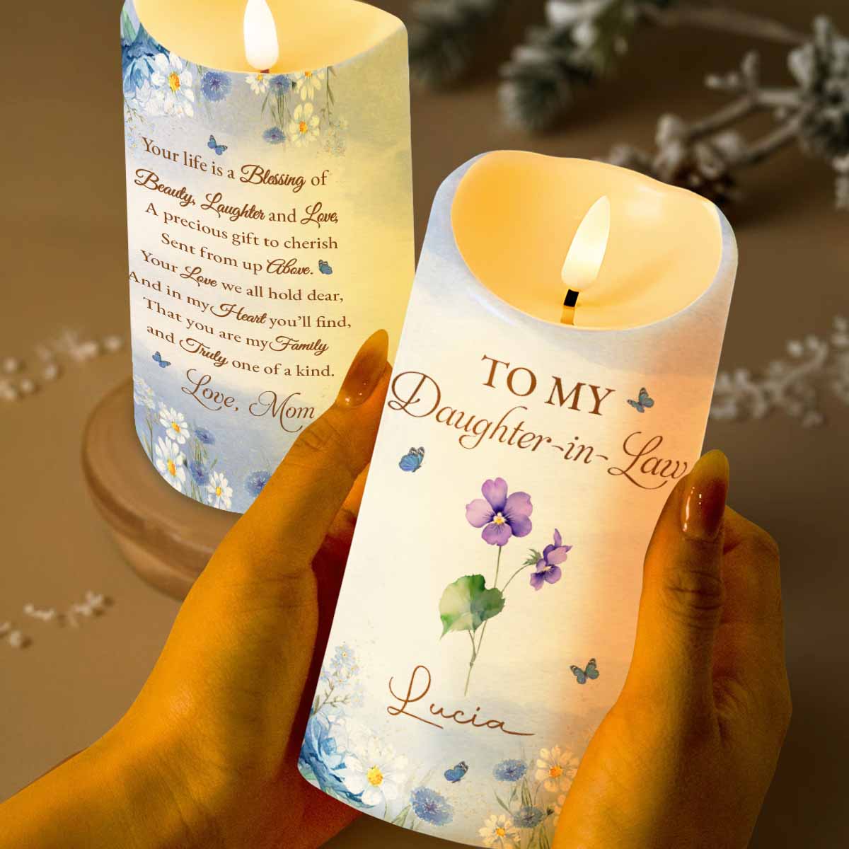 Your Life Is A Blessing, Beauty, Laughter And Love - Personalized Custom LED Candle - DILA007_LECA