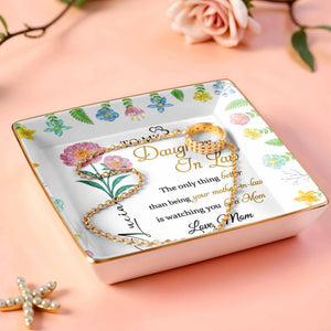 To My Daughter In Law, Watching You Be A Mom - Personalized Custom Jewelry Dish, Ceramic Dish, Square Shape - DILA008_SCRF