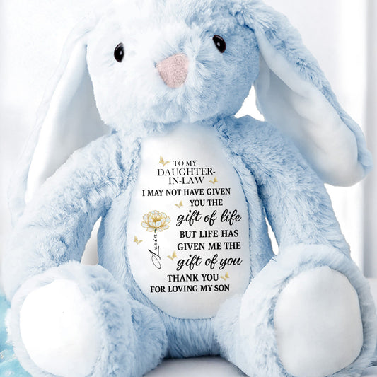 To My Daughter-In-Law, The Gift Of You, Flower - Personalized Stuffed Bunny - DILA012_BUN