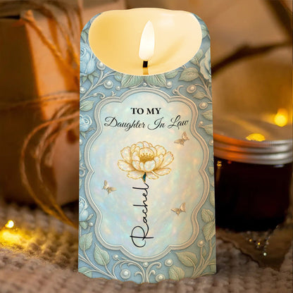 To My Daughter In Law, Blessing, Flowers And Butterfly - Personalized Custom LED Candle - DILA013_LECA