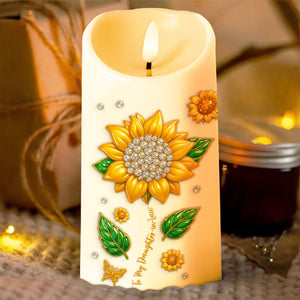 To My Daughter-In-Law, Sunflower And Butterfly Design - Personalized Custom LED Candle - DILA014_LECA