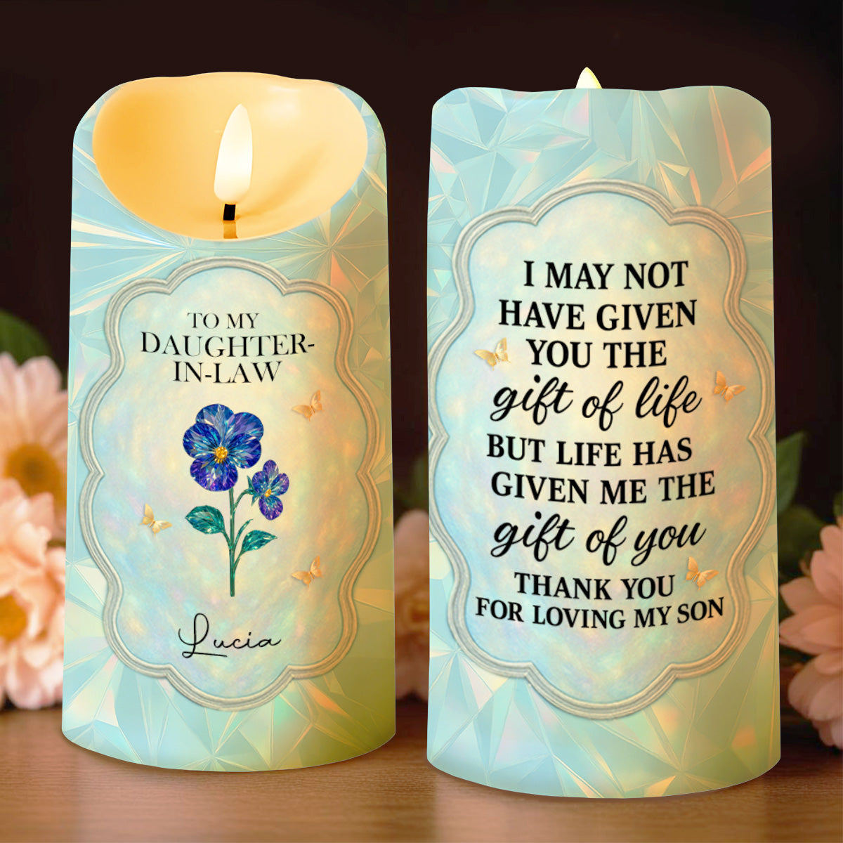 To My Daughter-In-Law, Life Has Given Me The Gift Of You - Personalized Custom LED Candle - DILA015_LECA