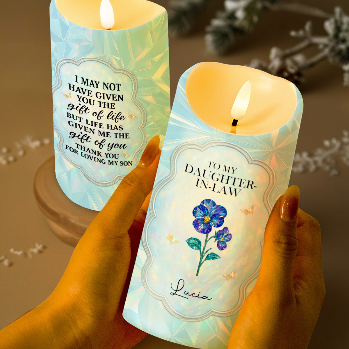To My Daughter-In-Law, Life Has Given Me The Gift Of You - Personalized Custom LED Candle - DILA015_LECA