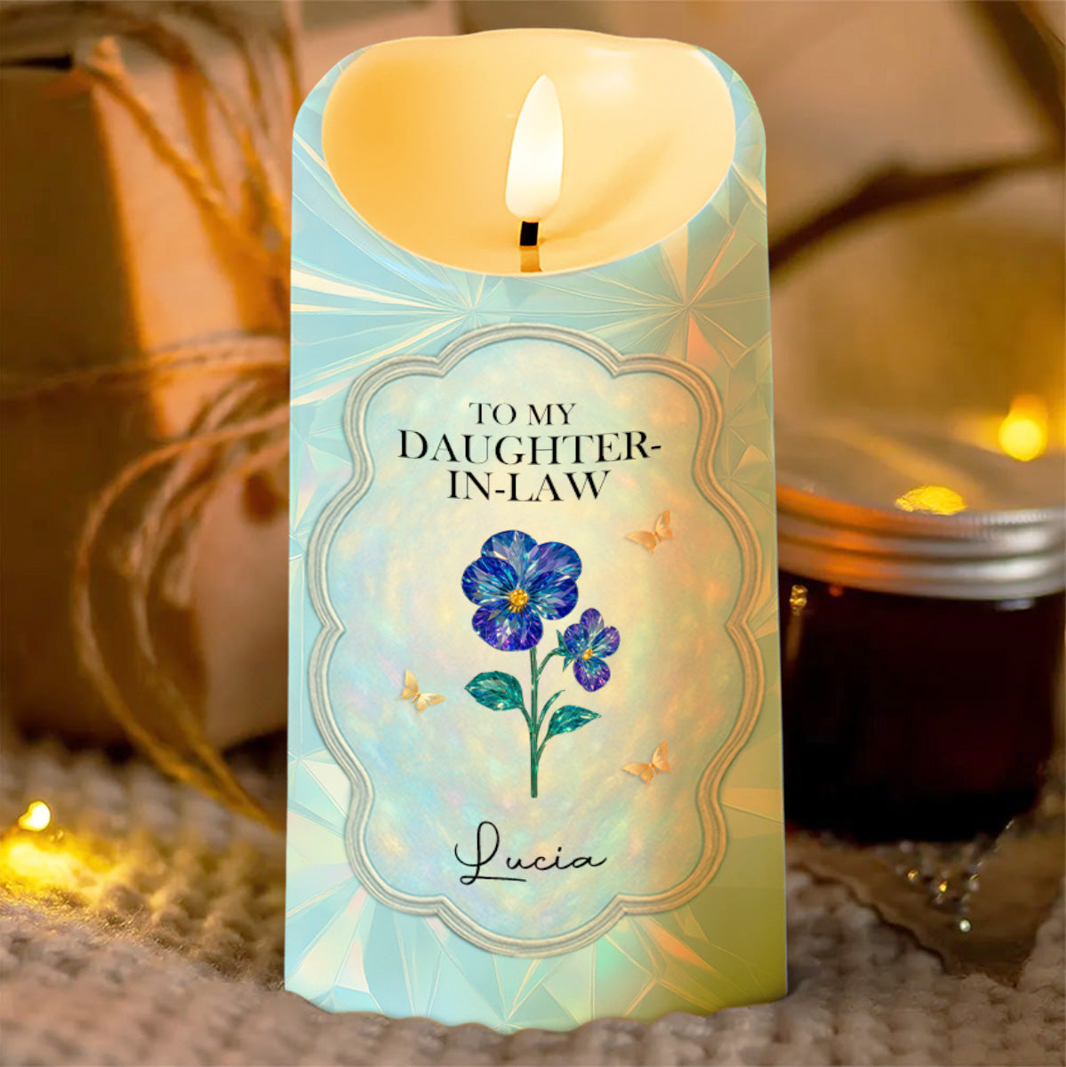 To My Daughter-In-Law, Life Has Given Me The Gift Of You - Personalized Custom LED Candle - DILA015_LECA