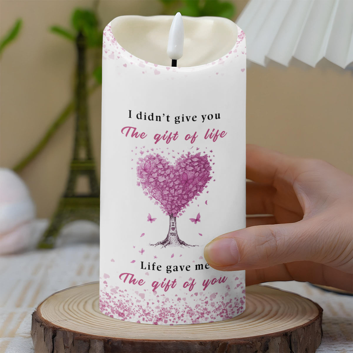 To My Daughter-in-Law, Heart Tree and Butterflies - Personalized Custom LED Candle - DILA017_LECA