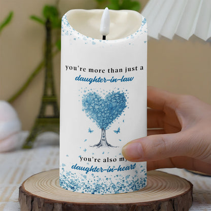To My Daughter-In-Law, Heart and Tree Design - Personalized Custom LED Candle - DILA018_LECA