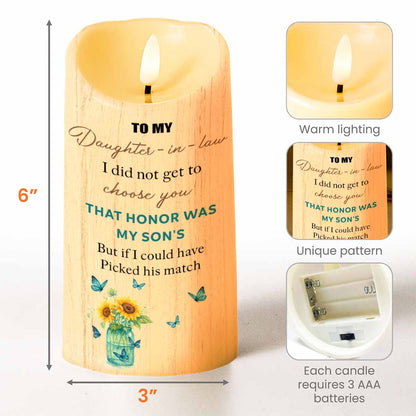 To My Daughter-In-Law, Butterflies and Flowers - Personalized Custom LED Candle - DILA019_LECA