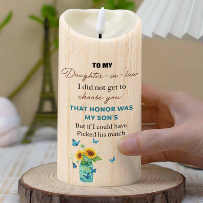 To My Daughter-In-Law, Butterflies and Flowers - Personalized Custom LED Candle - DILA019_LECA