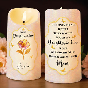 To My Daughter-in-Law, Beautiful Floral and Butterfly Design - Personalized Custom LED Candle - DILA020_LECA