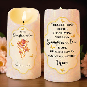 To My Daughter-in-Law, Beautiful Floral and Butterfly Design - Personalized Custom LED Candle - DILA020_LECA