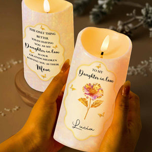 To My Daughter-in-Law, Beautiful Floral and Butterfly Design - Personalized Custom LED Candle - DILA020_LECA