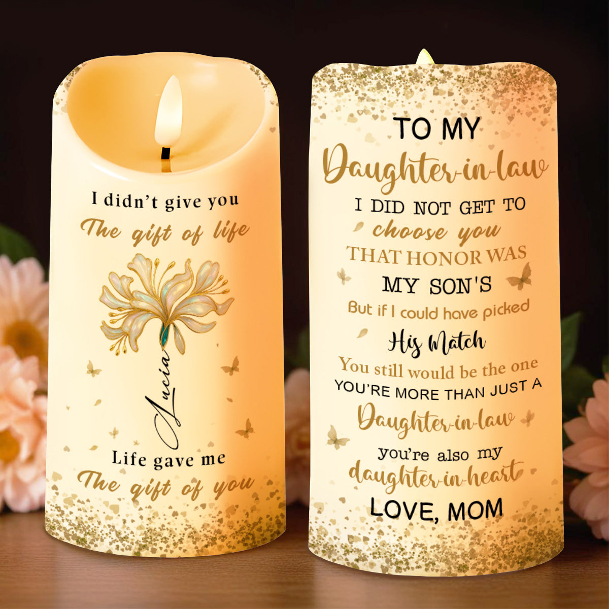 Gift Of Life, My Daughter-In-Law Love Message - Personalized Custom LED Candle - DILA023_LECA