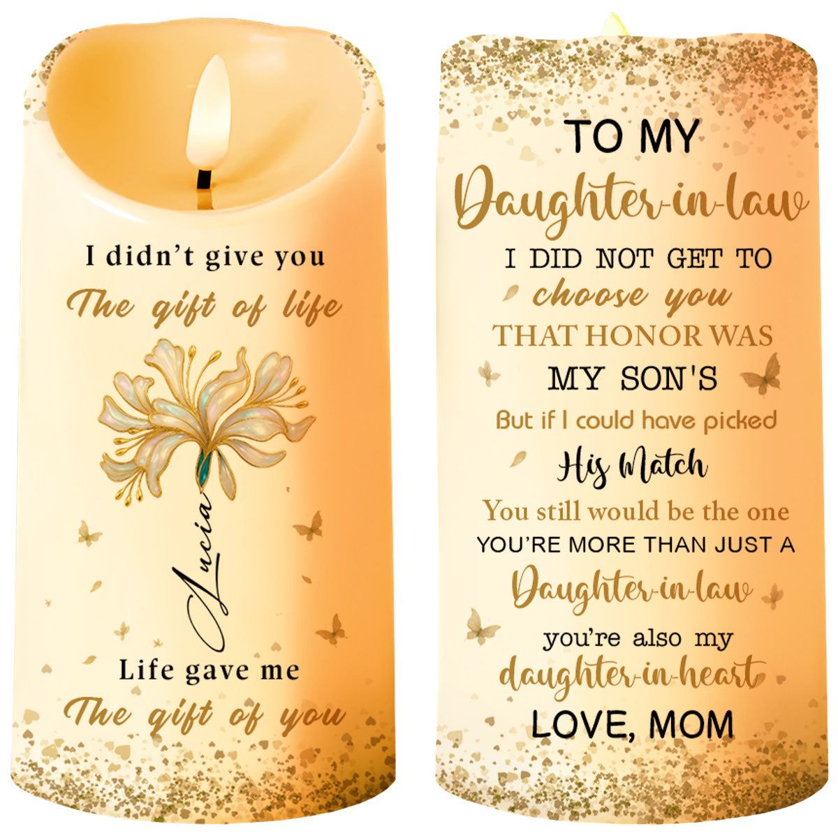 Gift Of Life, My Daughter-In-Law Love Message - Personalized Custom LED Candle - DILA023_LECA