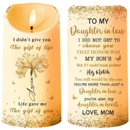 Gift Of Life, My Daughter-In-Law Love Message - Personalized Custom LED Candle - DILA023_LECA